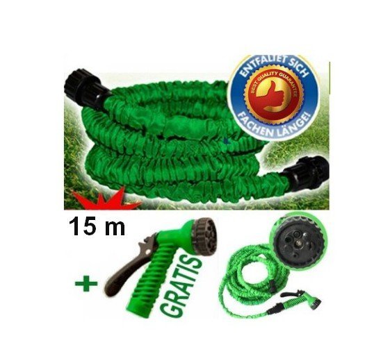 Samozmršťovacia záhradná hadica 15 m Zelená