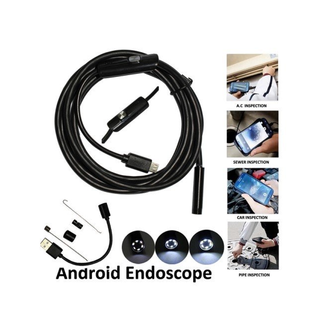 Vekr Inspekční kamera 5mm / délka 5m vodotěsná s osvětlením - endoskop s USB připojením k PC a Andro