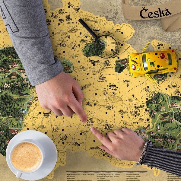 Letörlő Csehország térkép deluxe XXL - arany