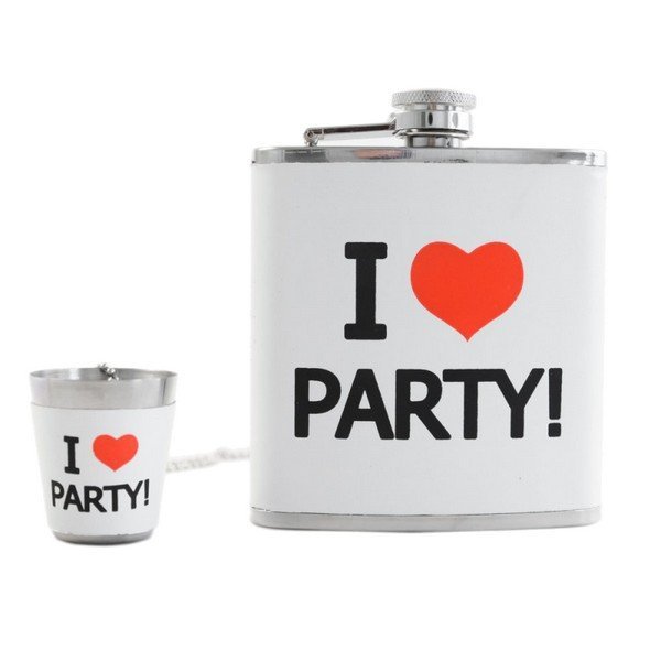 Nerezová Dárková placatka - I love party 170 ml