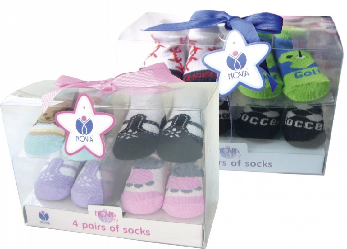 Kojenecké ponožky "Multipack" v dárkové krabičce - 4 páry Dívčí