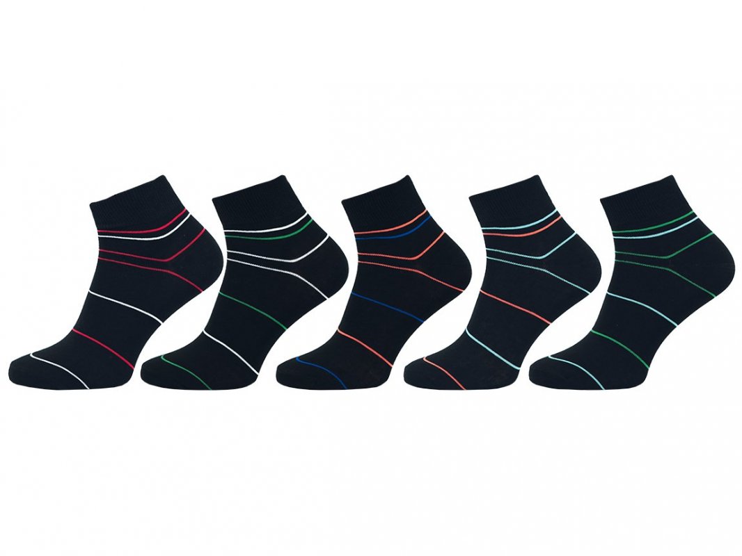 Dámské ponožky vyšší lem pruhované 5 párů