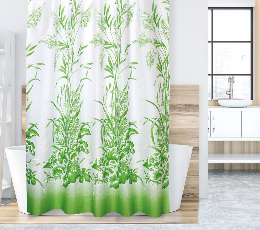 Kúpeľňový záves zelena trava
