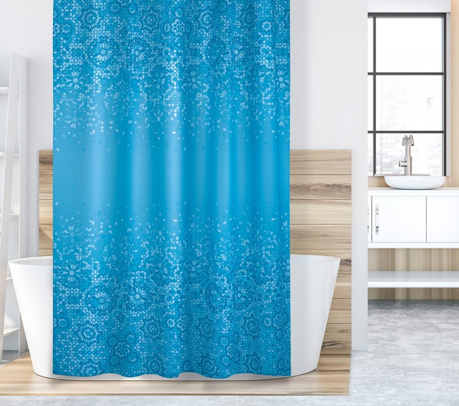 Kúpeľňový záves modrá mozaika