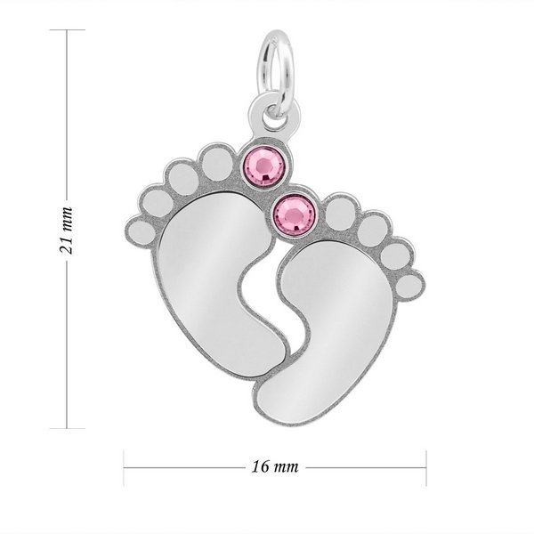 Kis lábak-alakú 925-os ezüst medál rózsaszín cirkónium kövekkel