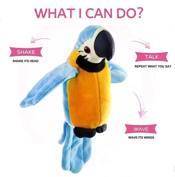 Interaktivní plyšový mluvící papoušek modrý