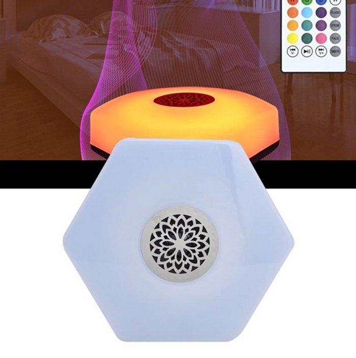 RGB Bluetooth LED lámpa hangszóróval, távirányítóval, E27 18 W