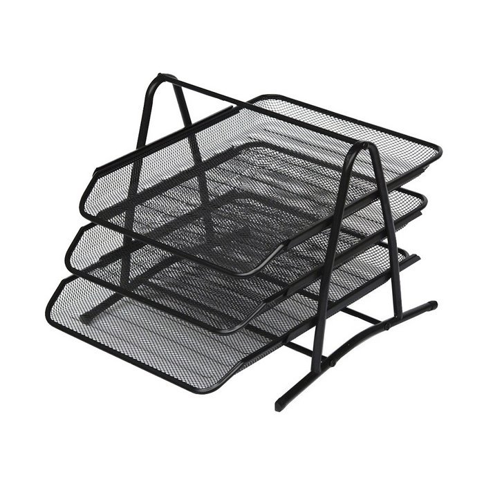Drótos asztali irodai szervező 3-fiókos fekete