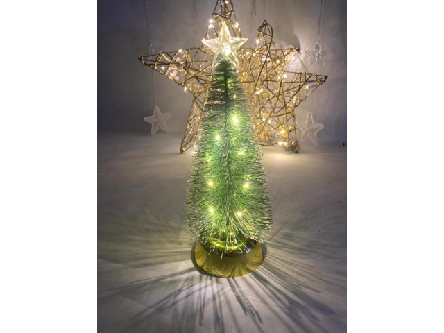 Dekoratív világító karácsonyfa, 14 LED, fehér, 26 cm