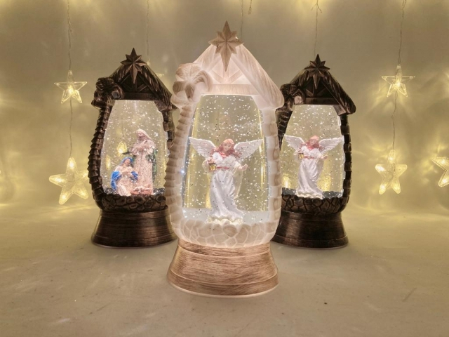 LED karácsonyi csillogó dekoráció - Angyal, 25 cm