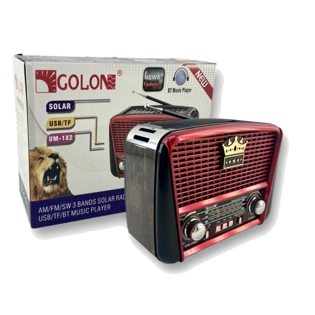 Colon RX-BT-455S Solární retro rádio Hnedo-červené