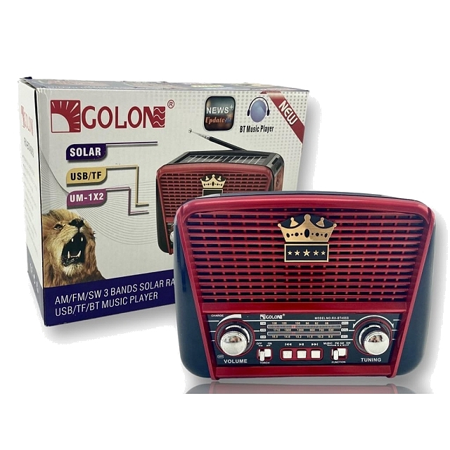 Colon RX-BT-455S Solární retro rádio Černo-červené