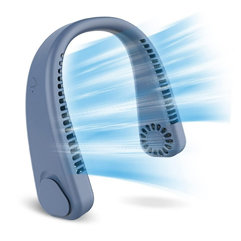 Přenosný mini ventilátor na krk modrý Modrá