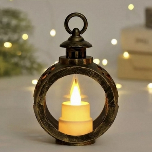 BNX Vánoční lucernička s LED svíčkou 12 cm Stříbrná