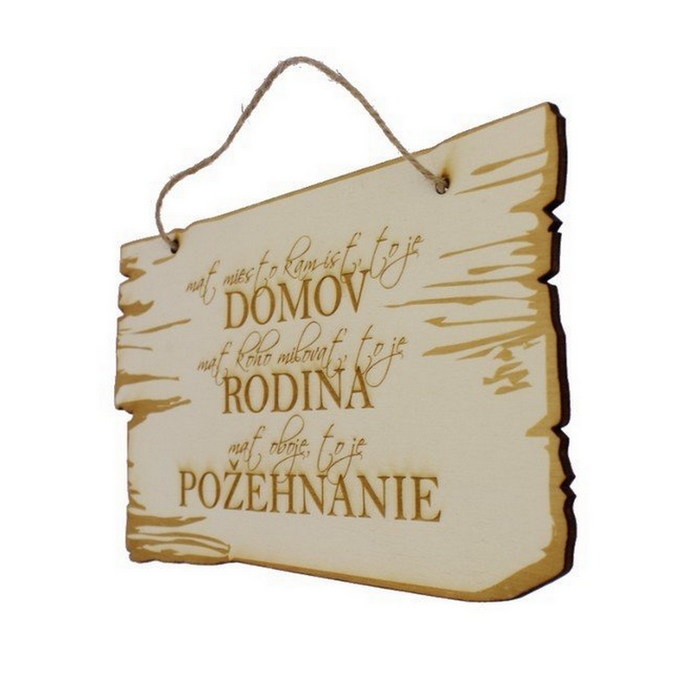 Dřevěná dárková cedulka Domov Slovenská verzia