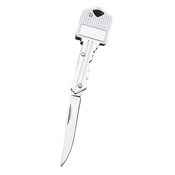 Přívěsek na klíče - Klíč s kapesním nožem + Možnost GRAVÍROVÁNÍ Stříbrná + Možnost GRAVÍROVÁNÍ