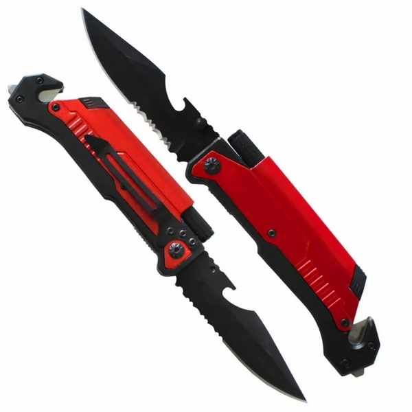 Pronett XJ4817 Multifunkční zavírací nůž s LED světlem + Možnost GRAVÍROVÁNÍ Červená + Možnost GRAVÍROVÁNÍ