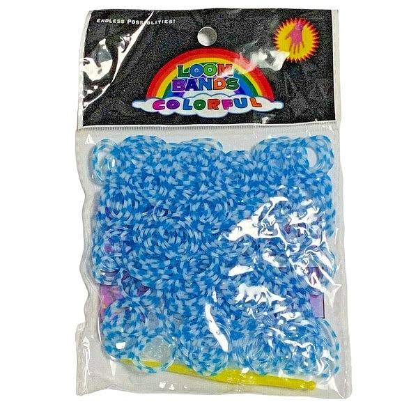 Loom Bands gumičky s háčkem na pletení - průsvitné modré