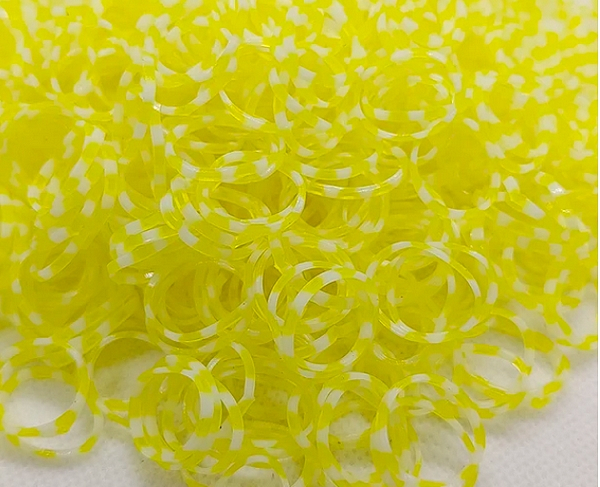 Loom Bands gumičky s háčkem na pletení - průsvitné žluté