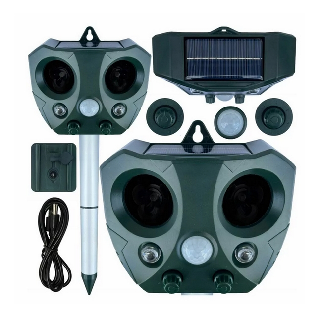 XJ5162 Solární ultrazvukový odpuzovač pro ptáky, zvířata a hlodavce