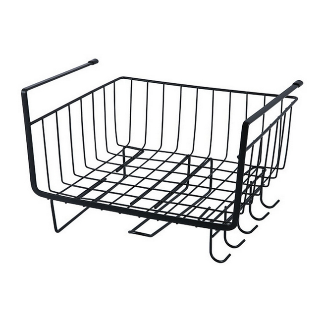 Kuchynský závesný košík s háčikmi, čierna Čierna