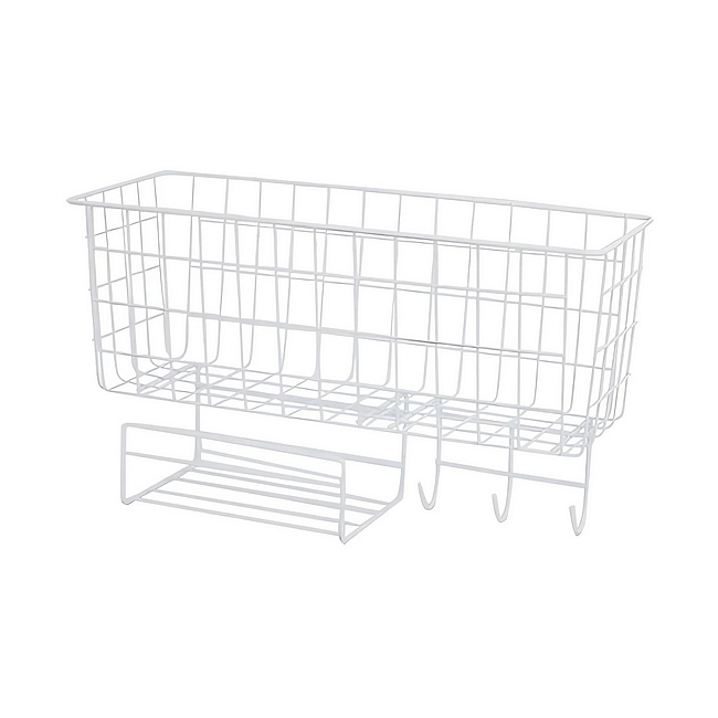 Závesný policový organizér, 3x háčik Biela