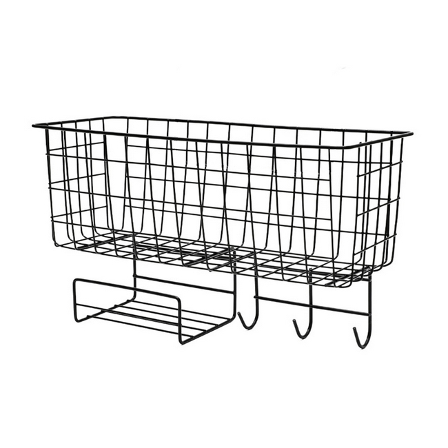 Závesný policový organizér, 3x háčik Čierna