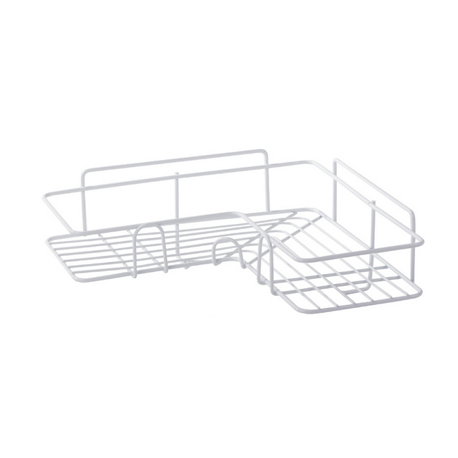 Rohová polička do kúpeľne s háčikmi Biela