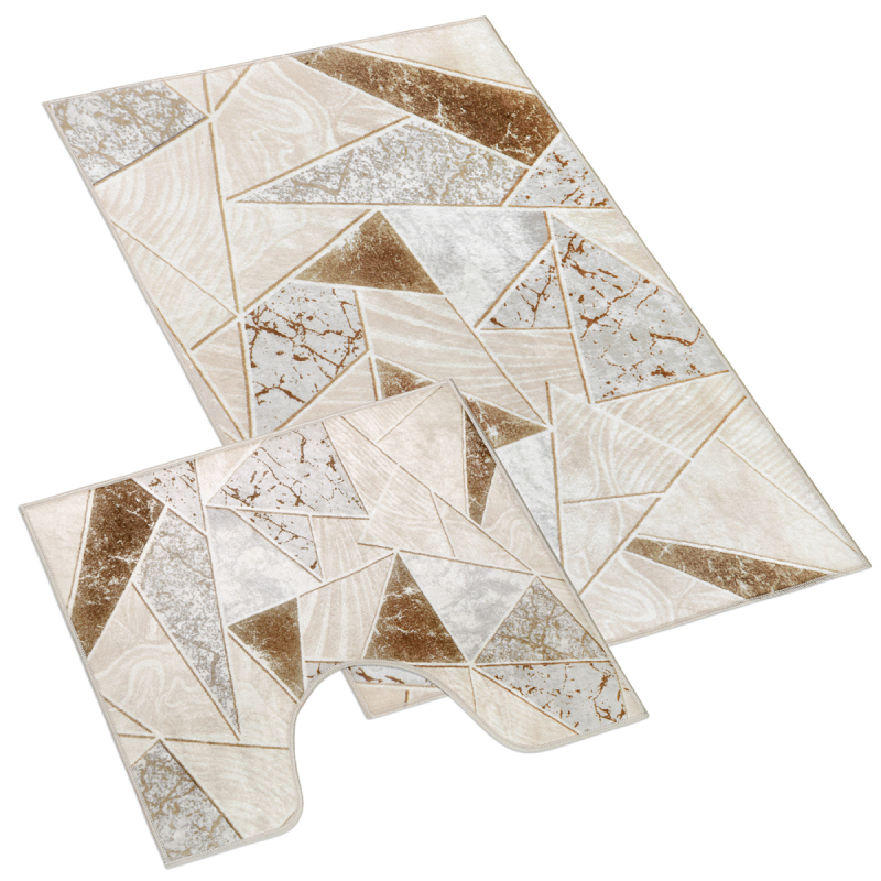 Kúpeľňová súprava predložiek 3D 60x100+60x50cm Mramorová dlažba béžová