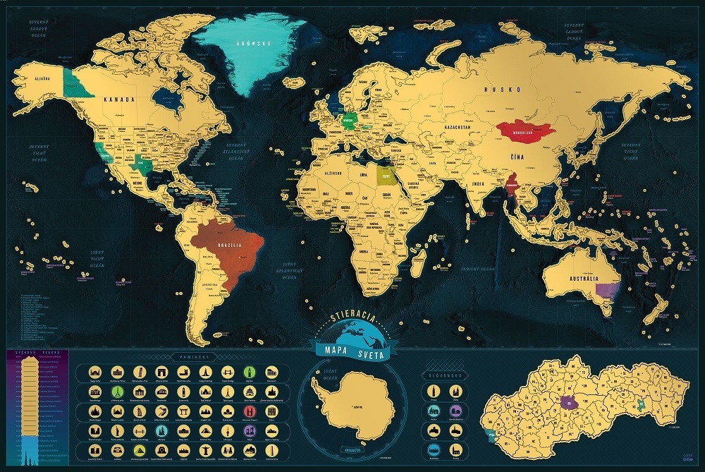 Stieracia mapa sveta - Slovenská verzia Deluxe XXL