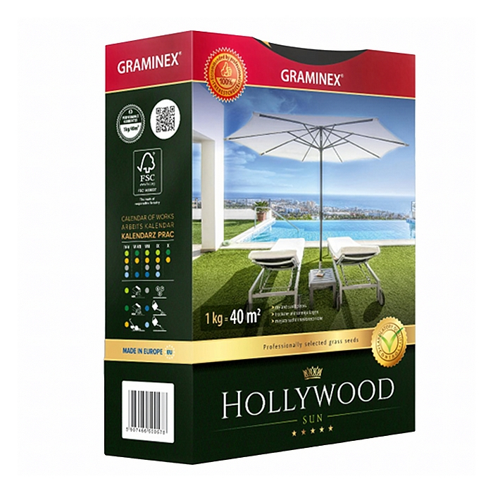 Graminex Prémiová trávna zmes HOLLYWOOD pre slnečné a suché miesta 1 kg