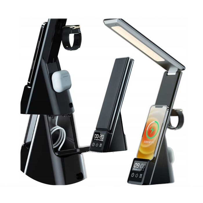 Grugen 648 Multifunkčná LED stolná lampa s bezdrôtovým indukčným nabíjaním 3v1