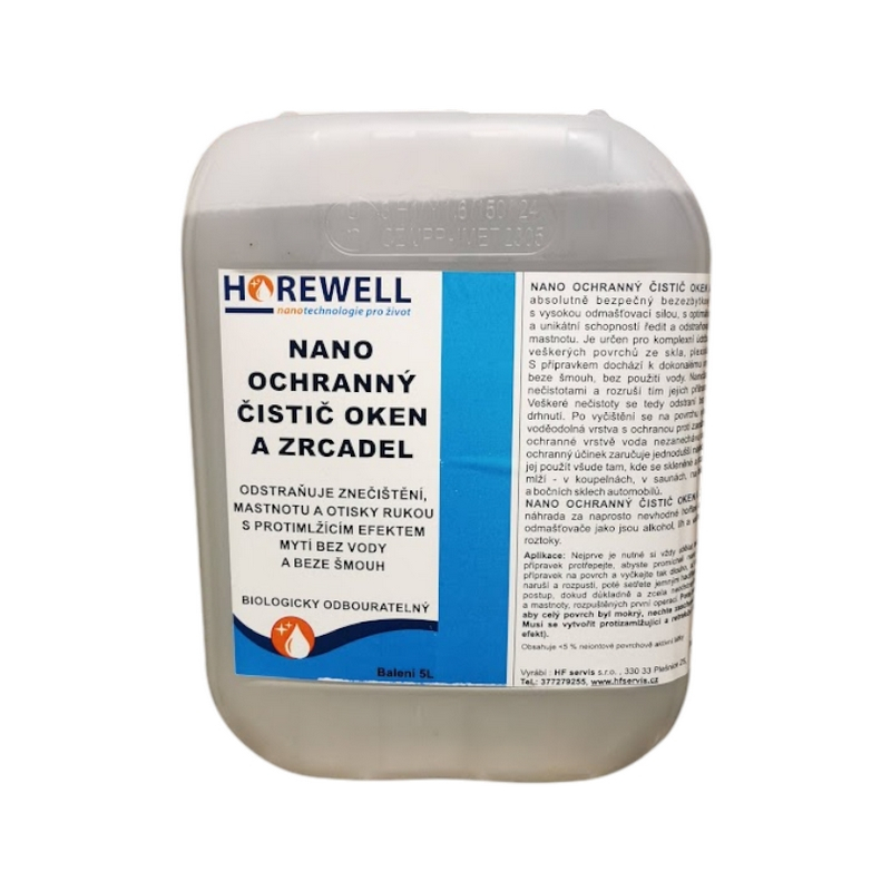 Horewell Nano ochranný čistič okien a zrkadiel 5 l Darček Nano handrička z mikrovlákna