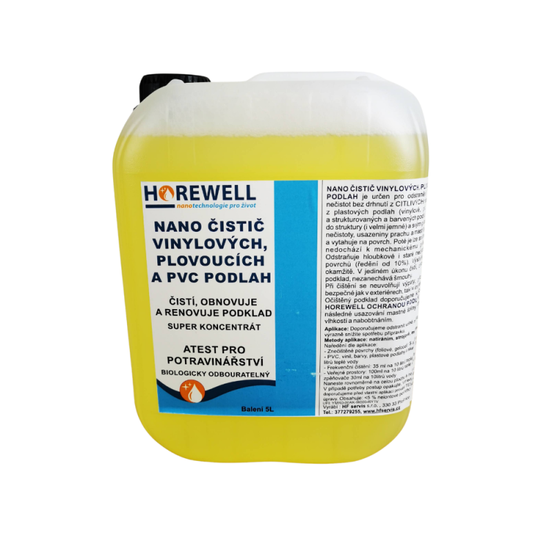 Horewell Nano čistič vinylových, plávajúcich a PVC podláh - superkoncetrát 5 l Darček Nano handrička z mikrovlákna