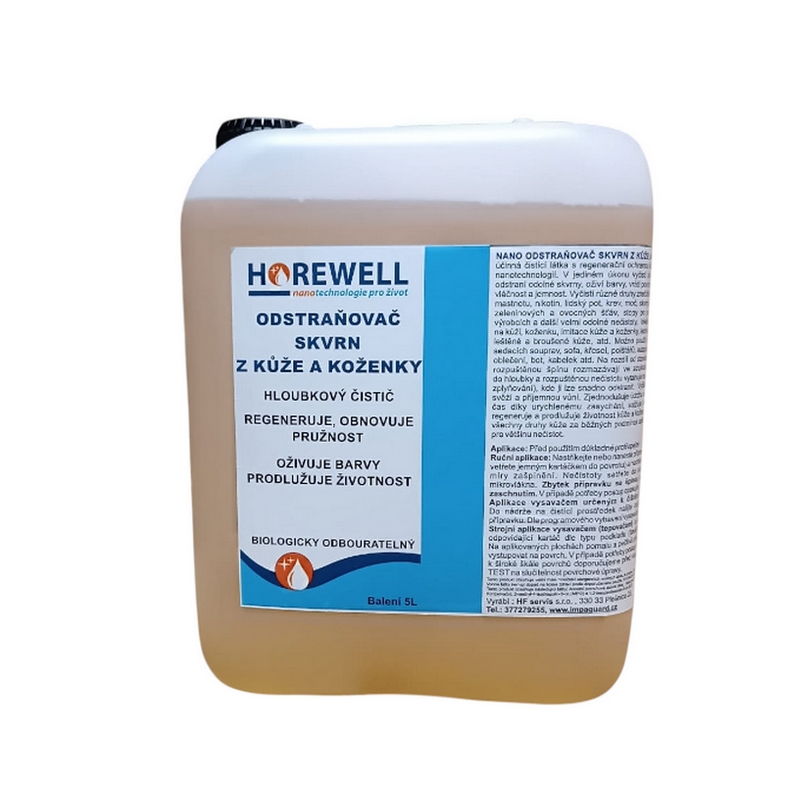 Horewell Nano odstraňovač škvŕn z kože a koženky 5 l Darček Nano handrička z mikrovlákna