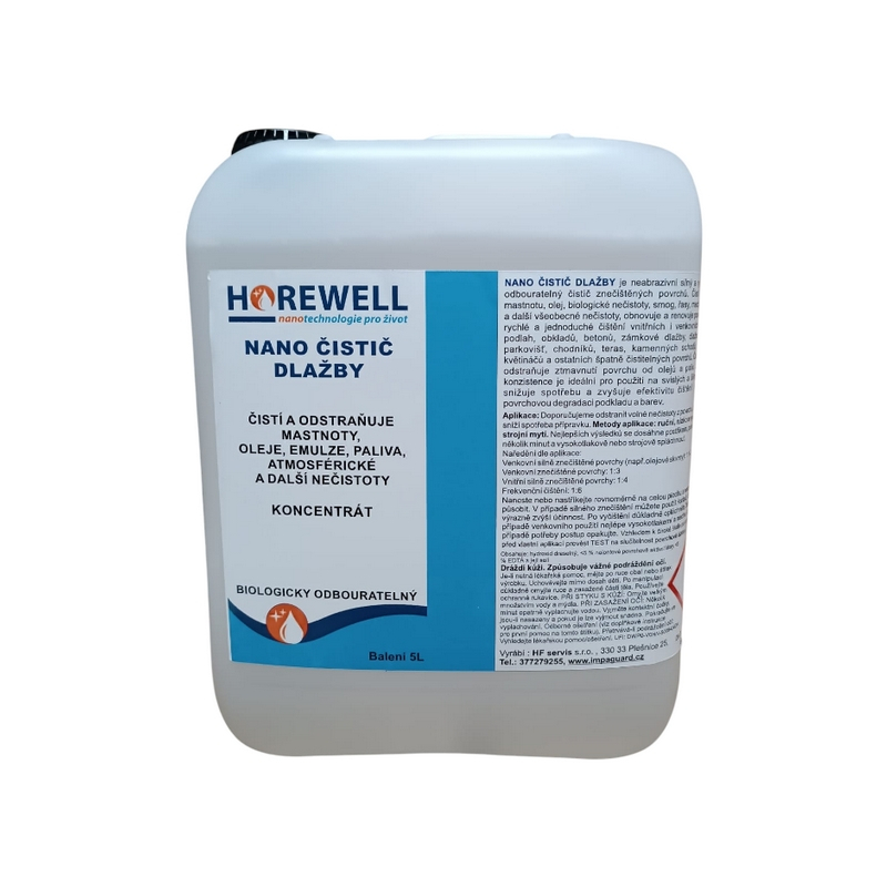 Horewell Nano čistič vonkajšej dlažby - koncentrát 5 l Darček Nano handrička z mikrovlákna