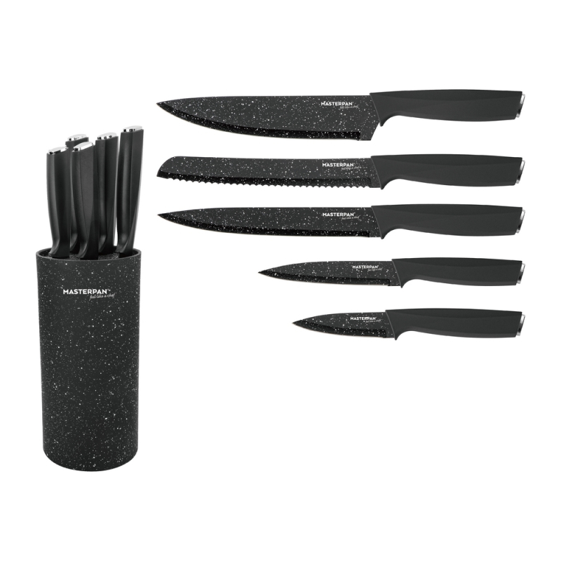 Masterpan MP-6012 Sada kuchynských nožov s mramorovým vzorom a stojanom – 6-dielna