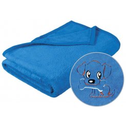 Detská micro deka 75x100cm modrá s výšivkou
