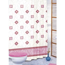 Koupelnový závěs růžové čtverce 180x200cm