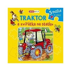 Knížkové puzzle - Traktor a zvířátka na statku