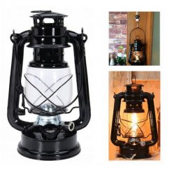 Petrolejová kovová lampa 24 cm čierna