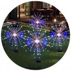 Solární zahradní LED lampa Pampeliška 90 LED RGB, 2 ks