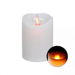 LED svíčka s pohyblivým plamenem, časovačem a imitací vosku, bílá 10 cm