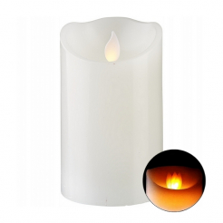 LED sviečka s pohyblivým plameňom, časovačom a imitáciou vosku, biela 12 cm