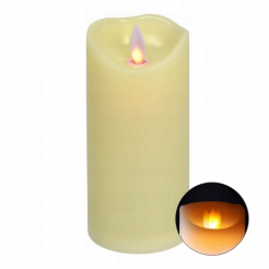 LED sviečka s pohyblivým plameňom, časovačom a imitáciou vosku, krémová 12 cm