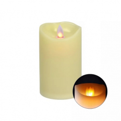 LED svíčka s pohyblivým plamenem, časovačem a imitací vosku, krémová 10 cm