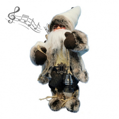 Zpívající a tančící Santa Claus s lucerničkou, 40 cm, hnědo-bílý