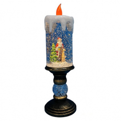 Vánoční LED svíčka s Mikulášem a sněžítkem 25 cm