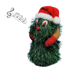 Tancujúci vianočný stromček s čiapočkou 17 cm