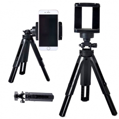 Mini stativ s držákem na telefon, selfie kameru, černý